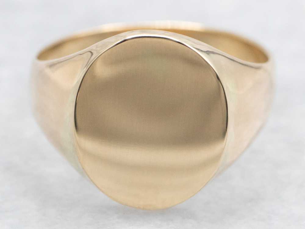 Yellow Gold Signet Ring with Oval Top - image 1
