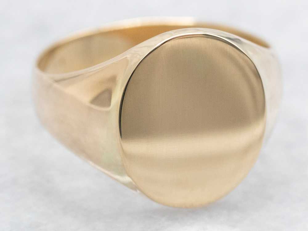 Yellow Gold Signet Ring with Oval Top - image 2