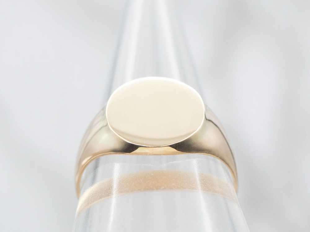 Yellow Gold Signet Ring with Oval Top - image 3