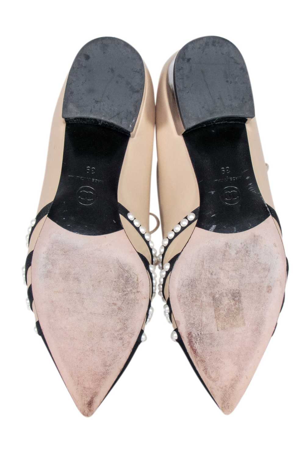Chanel - Beige, Black, & Pearl Low Heel Loafers S… - image 5