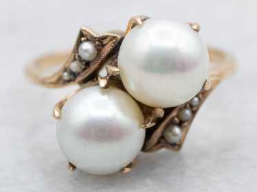 Victorian Pearl Bypass Ring - image 1