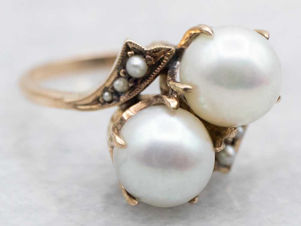 Victorian Pearl Bypass Ring - image 2