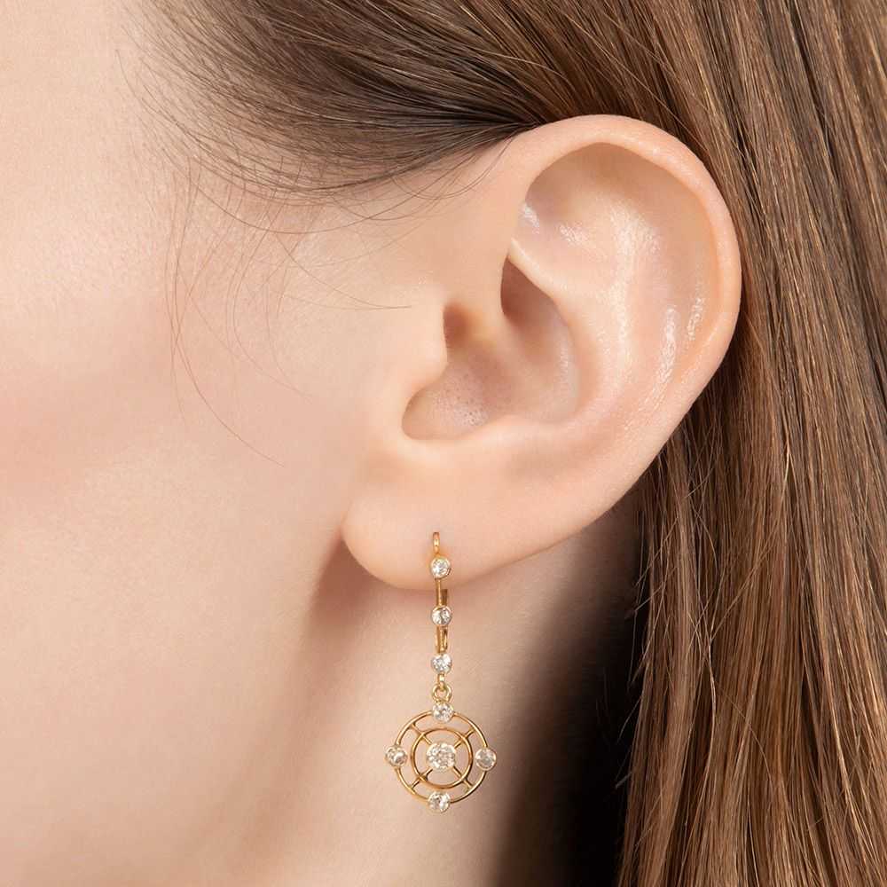 English Victorian Diamond Circlet Drop Earrings - image 3