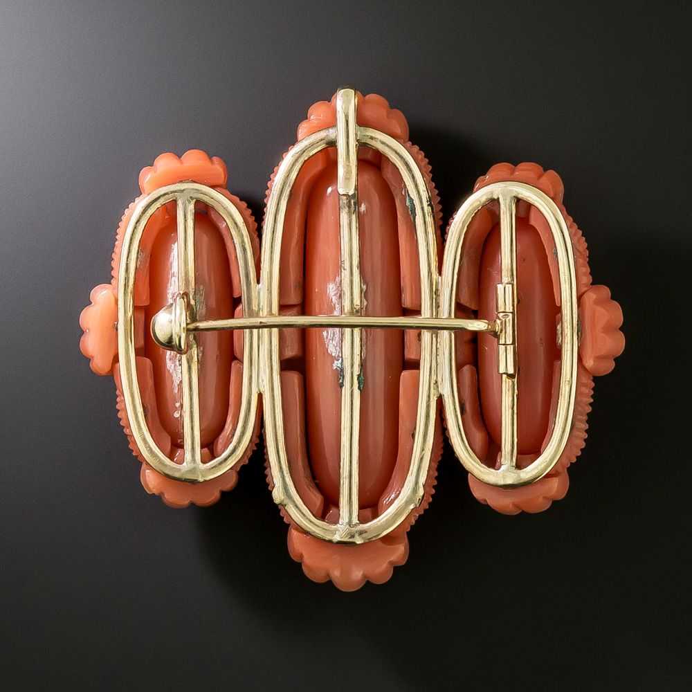 Victorian Italianate Carved Coral Brooch - image 2