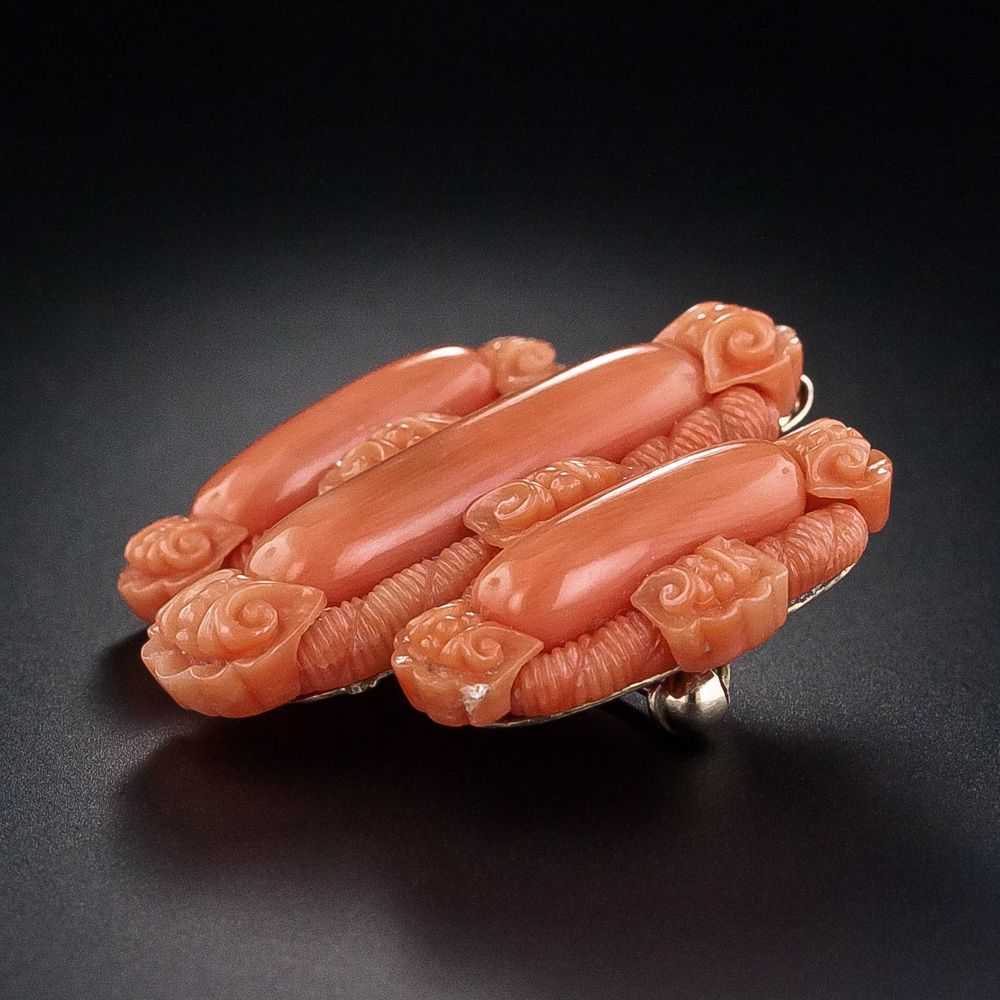 Victorian Italianate Carved Coral Brooch - image 3