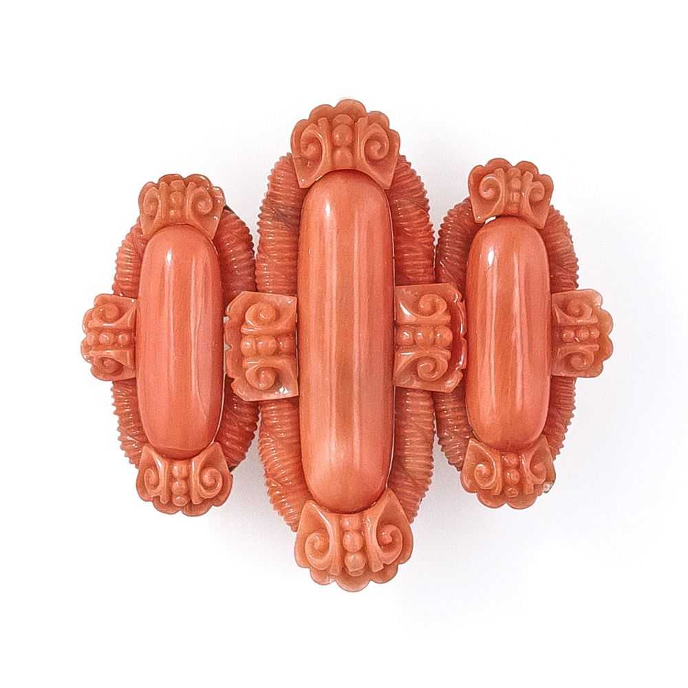 Victorian Italianate Carved Coral Brooch - image 5