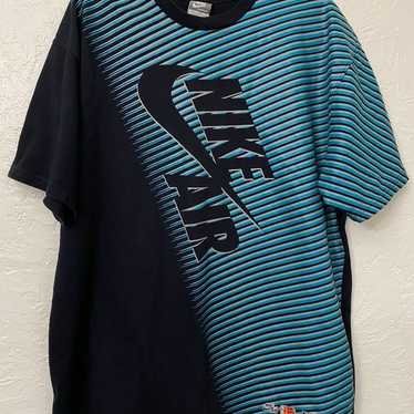 Nike Air Black Blue Striped Colorblock Embroidere… - image 1
