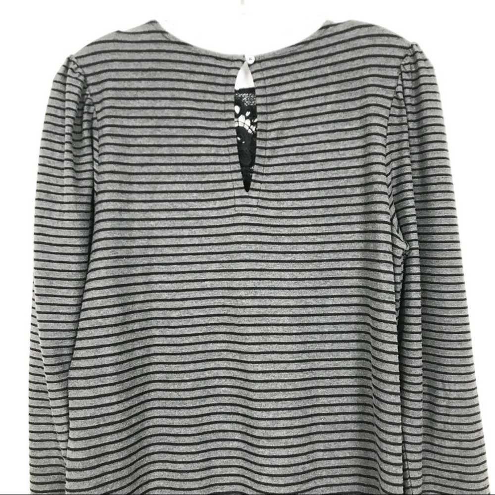 Loft Ann Taylor Loft Black/Gray Striped Lace Dres… - image 6