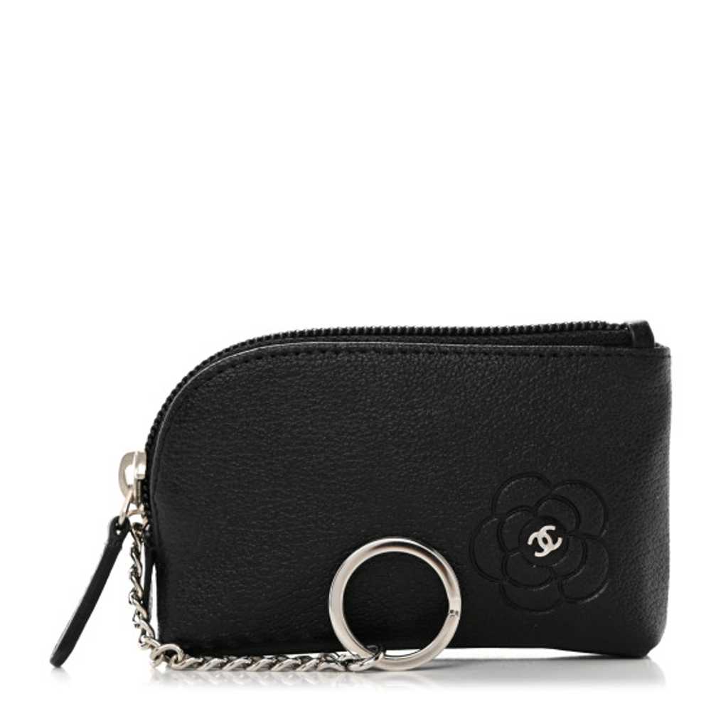 CHANEL Calfskin Quilted CC Camellia Zip Around Co… - image 1