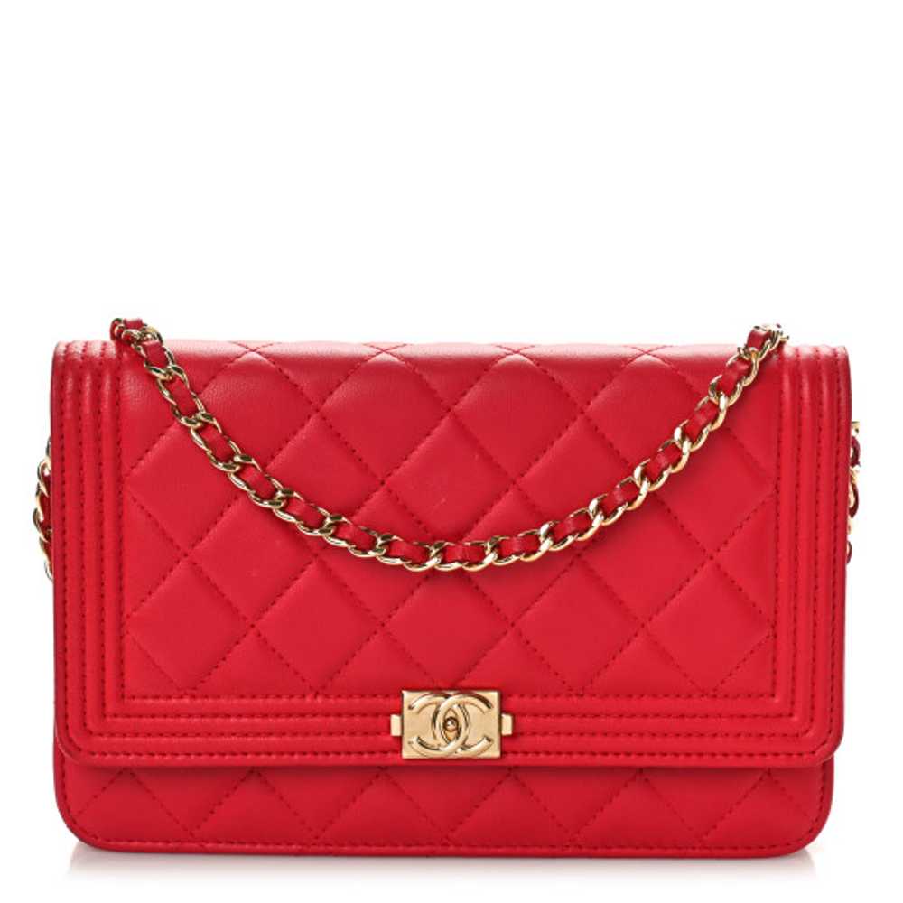 CHANEL Lambskin Quilted Boy Wallet On Chain WOC R… - image 1