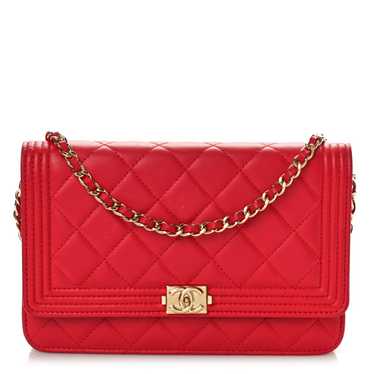 CHANEL Lambskin Quilted Boy Wallet On Chain WOC R… - image 1