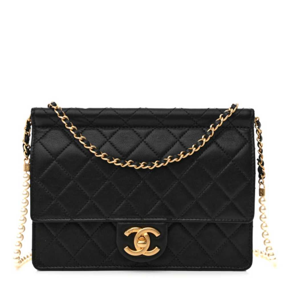 CHANEL Lambskin Quilted Large Pearl Chain Flap Ba… - image 1