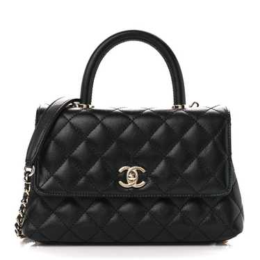 CHANEL Caviar Quilted Mini Coco Handle Flap Black - image 1