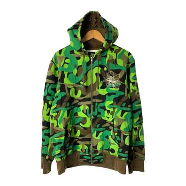 STUSSY/Zip Up Hoodie/XL/Khaki/Cotton/Camouflage/ - image 1