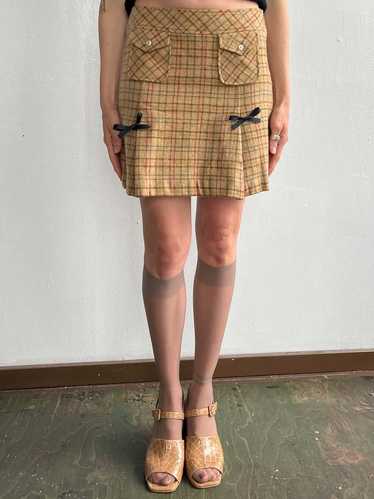 Vintage Pleated Mini - Tan Plaid