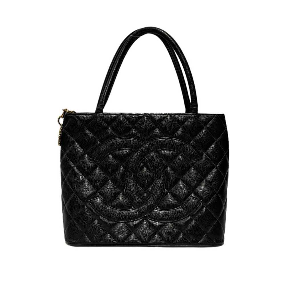 CHANEL/Hand Bag/Leather/BLK/Caviar Medallion Tote - image 1