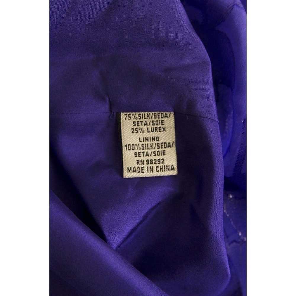 Tibi Silk Floral Daisies Jacquard Purple Y Neck S… - image 5