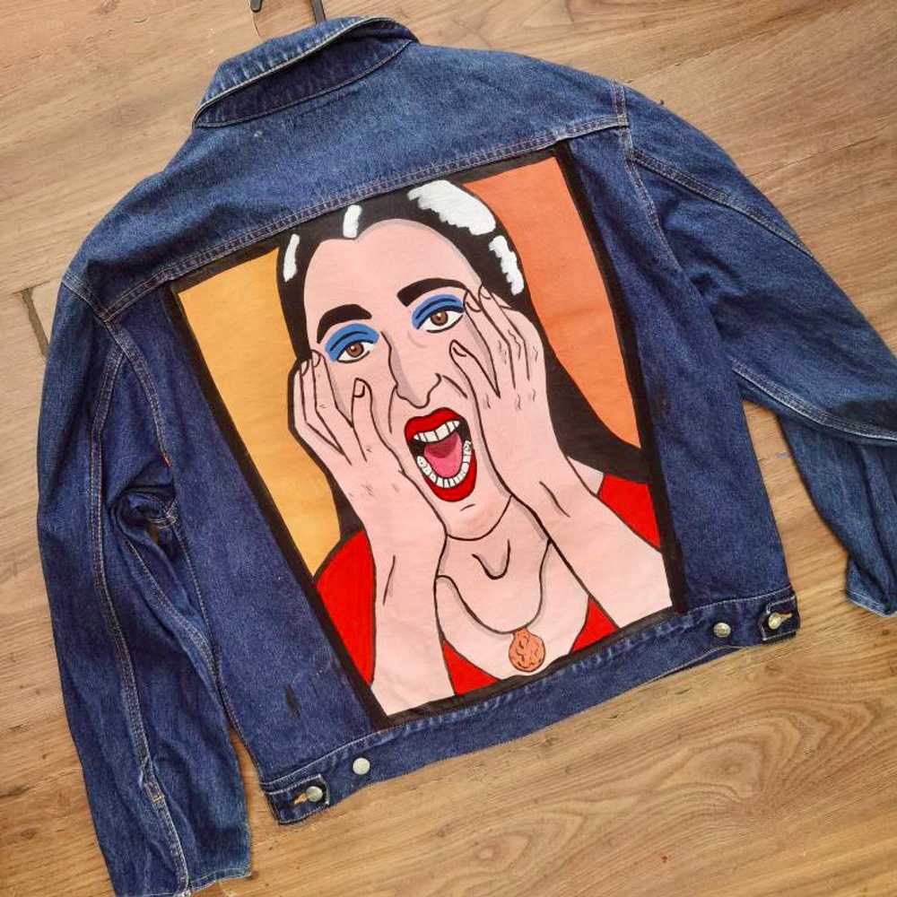 00’s Blue Italian Custom Hand Painted Denim Jacke… - image 6