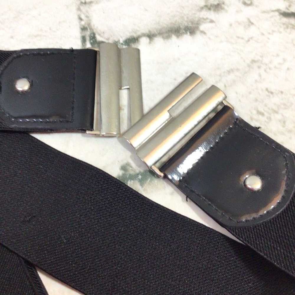 Buckle Vintage Stretch Elastic Belt Black with Si… - image 3