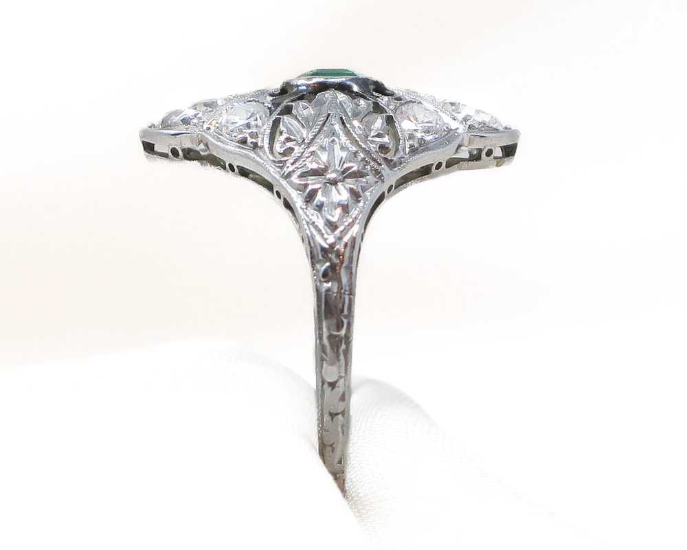 Edwardian Emerald & Diamond Ring - image 4