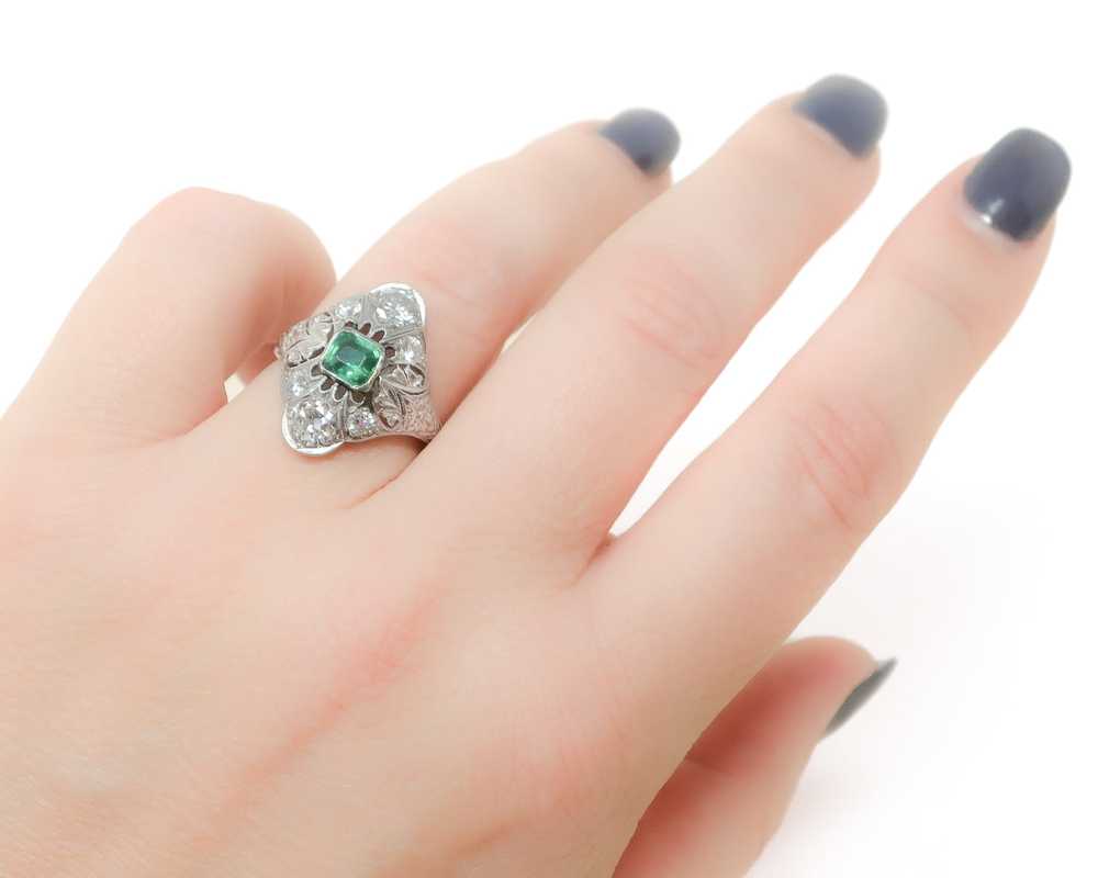 Edwardian Emerald & Diamond Ring - image 5