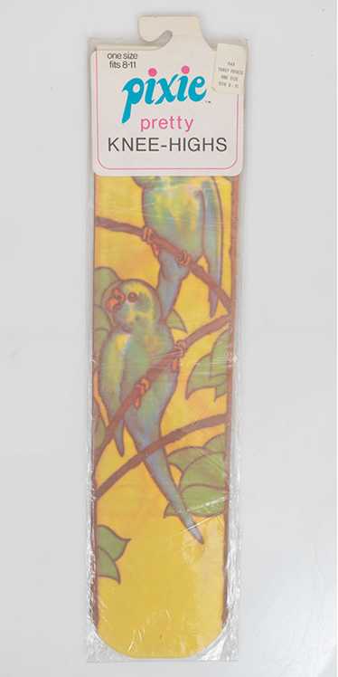 70s Novelty Print Parrot Knee High Stockings