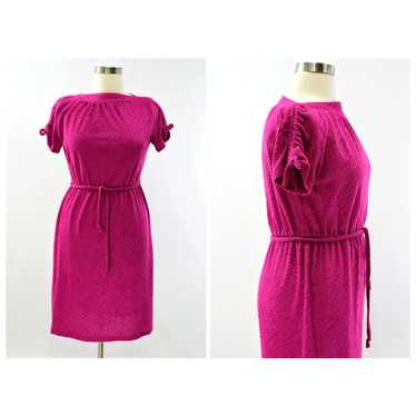Vintage 70s Vintage Magenta Terry Cloth Dress Wome