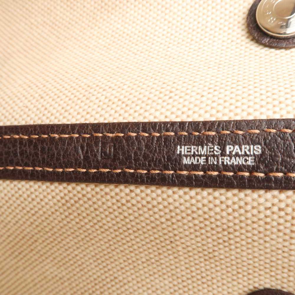 HERMES Canvas Leather Garden Party PM □J Stamped … - image 11