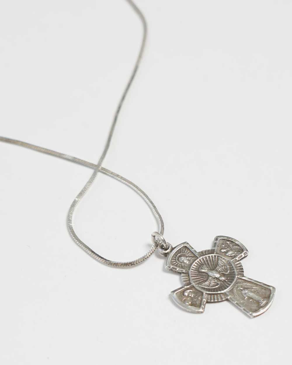 Silver Necklace w/ Religious Cross Charm - image 1