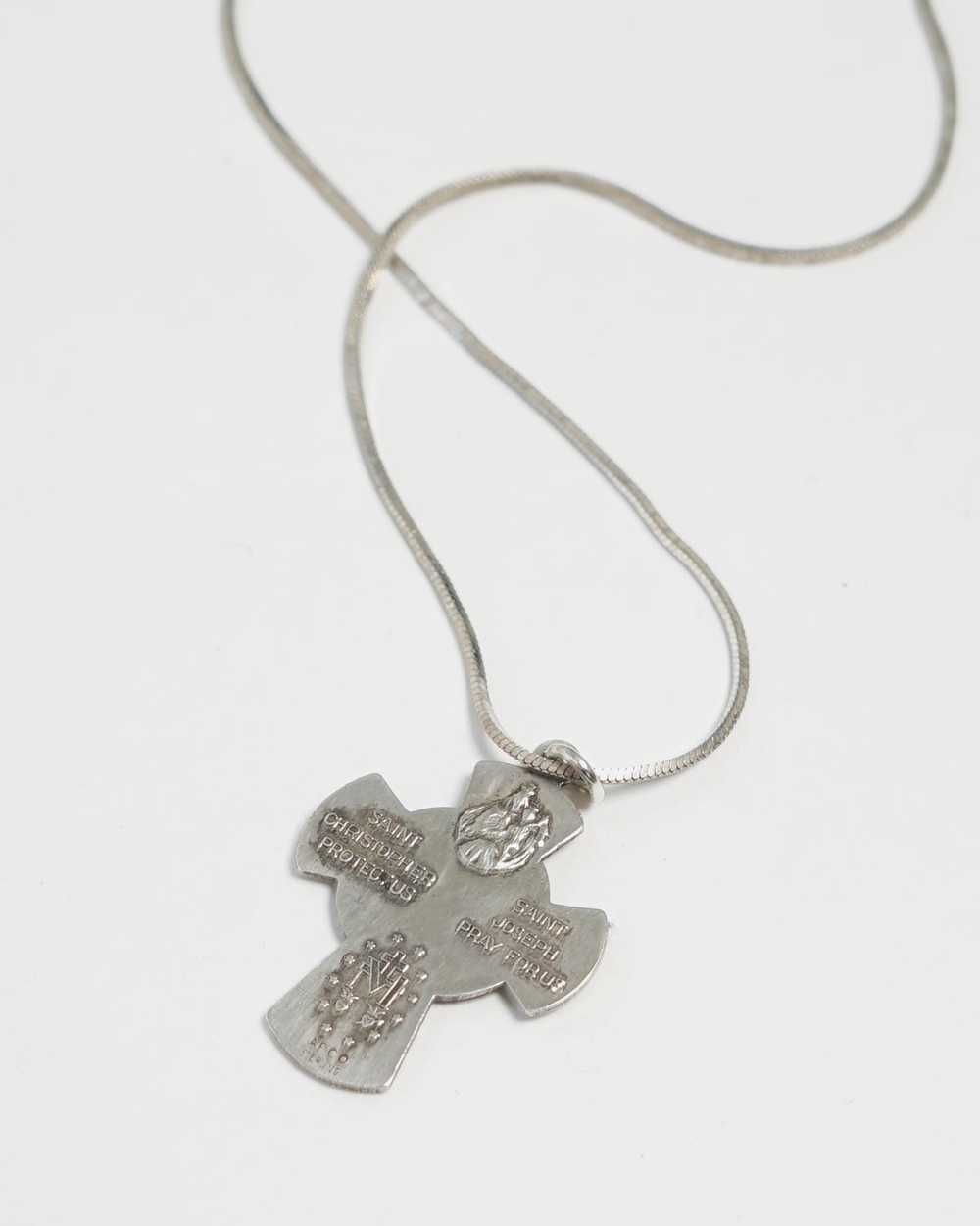 Silver Necklace w/ Religious Cross Charm - image 3