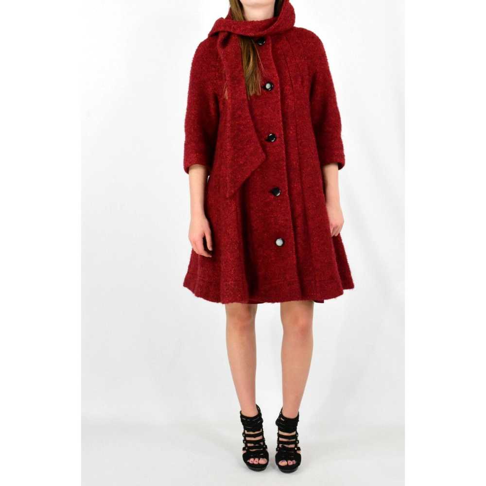 Vintage 50s Vintage Red Textured Wool Swing Coat … - image 2