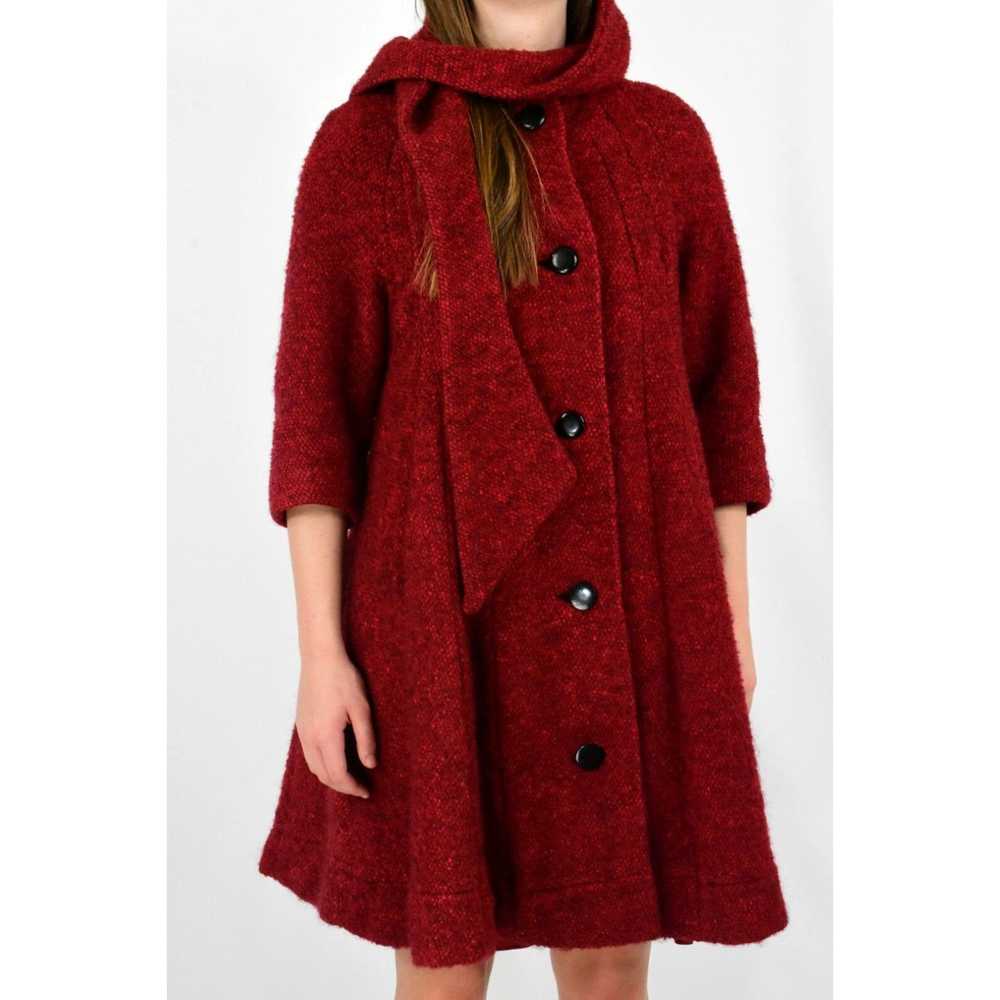 Vintage 50s Vintage Red Textured Wool Swing Coat … - image 3