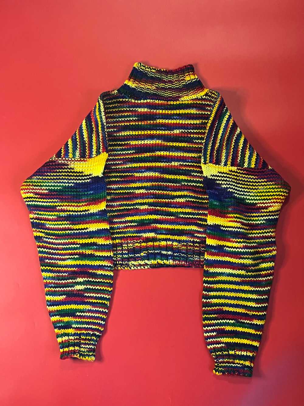 70’s Rainbow Knit Crop Top Sweater - image 2