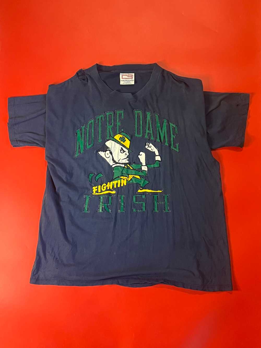 90’s Distressed Notre Dame Fighting Irish Cablesp… - image 1