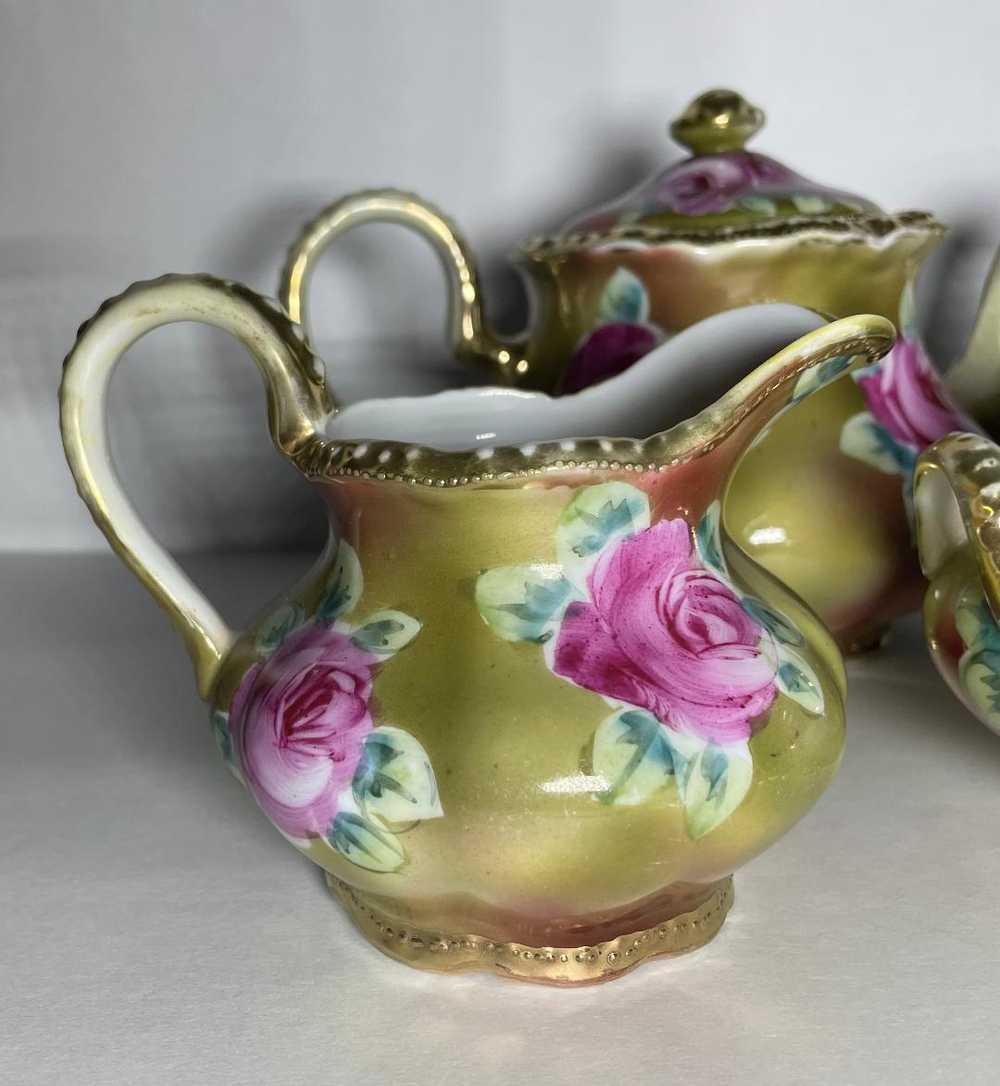 Vintage Mid Century Floral Teapot, Cream, Sugar S… - image 3