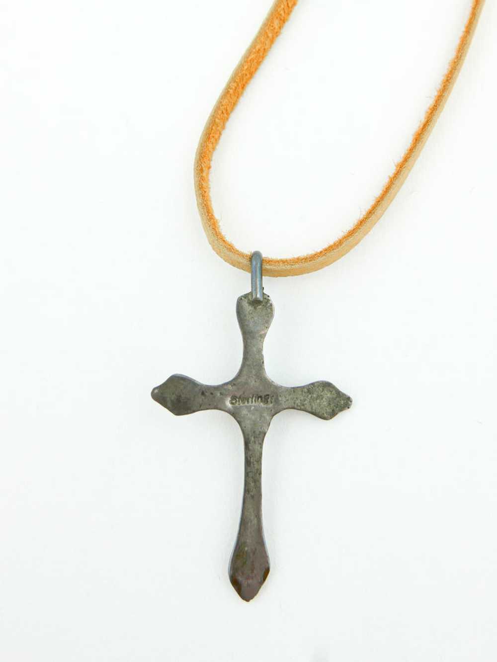 Sterling & Coral Native American Cross - image 4
