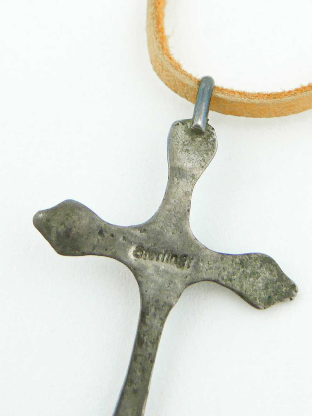 Sterling & Coral Native American Cross - image 5