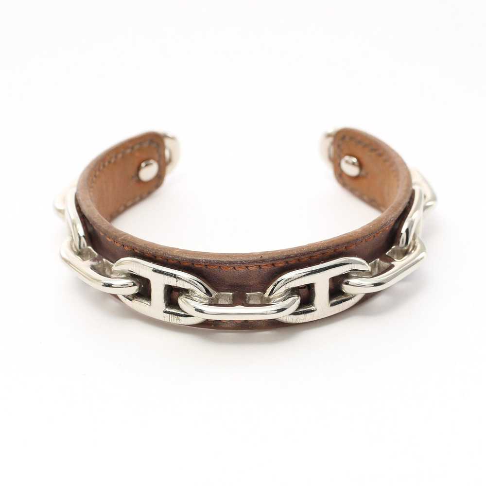 Hermes Chaîne D'Ancre Bangle Leather Brown Silver - image 1