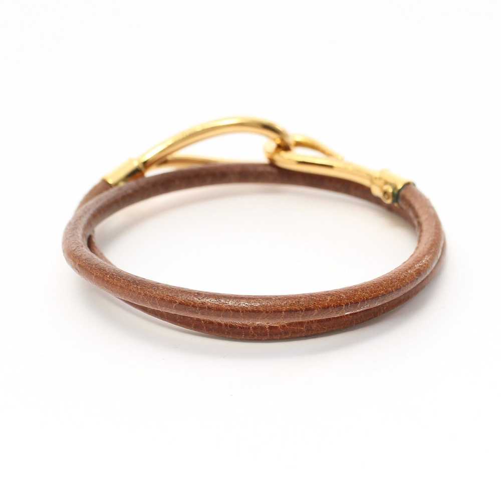 Hermes Jumbo Choker Bracelet Leather GP Brown Gold - image 2