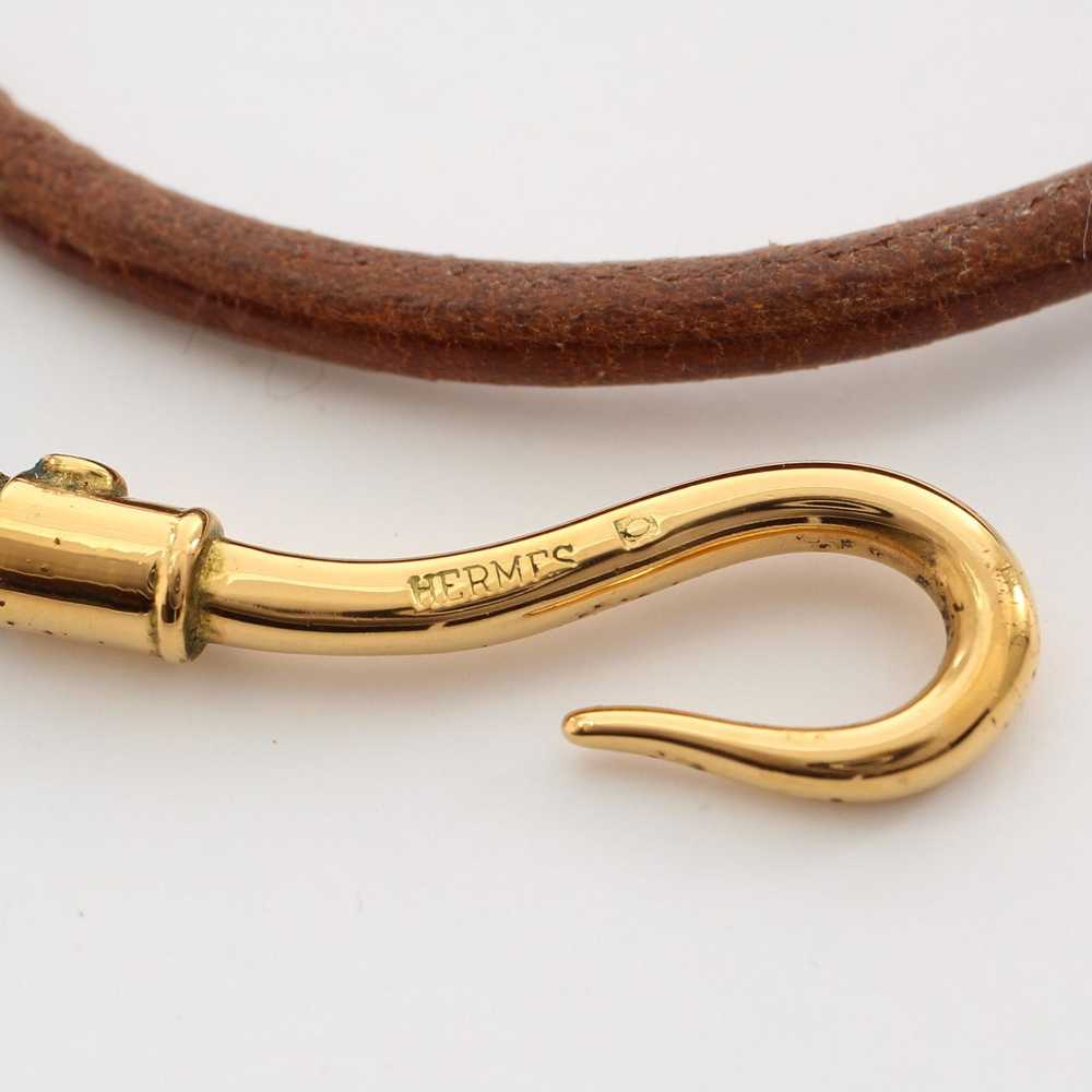 Hermes Jumbo Choker Bracelet Leather GP Brown Gold - image 4