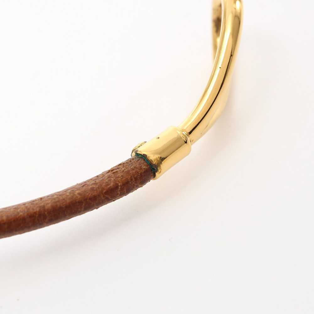 Hermes Jumbo Choker Bracelet Leather GP Brown Gold - image 6