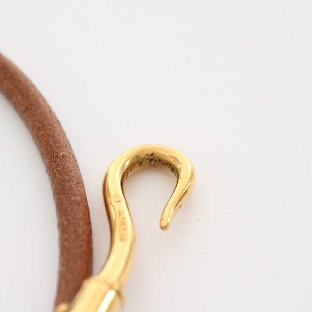 Hermes Jumbo Choker Bracelet Leather GP Brown Gold - image 8