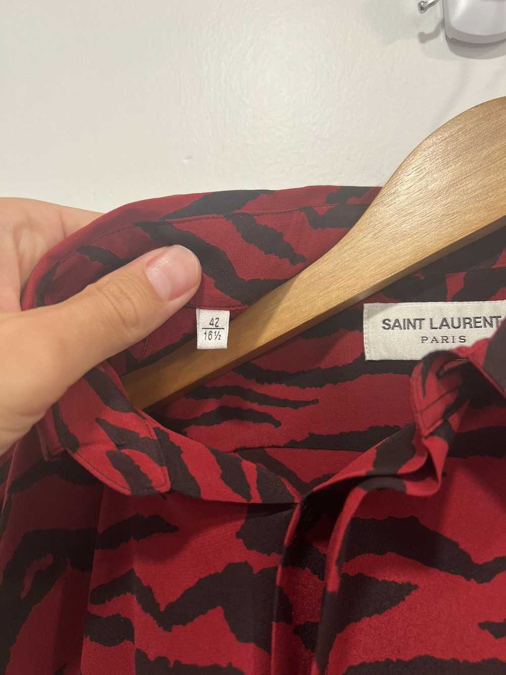 Saint Laurent Paris New red silk tiger shirt - image 2