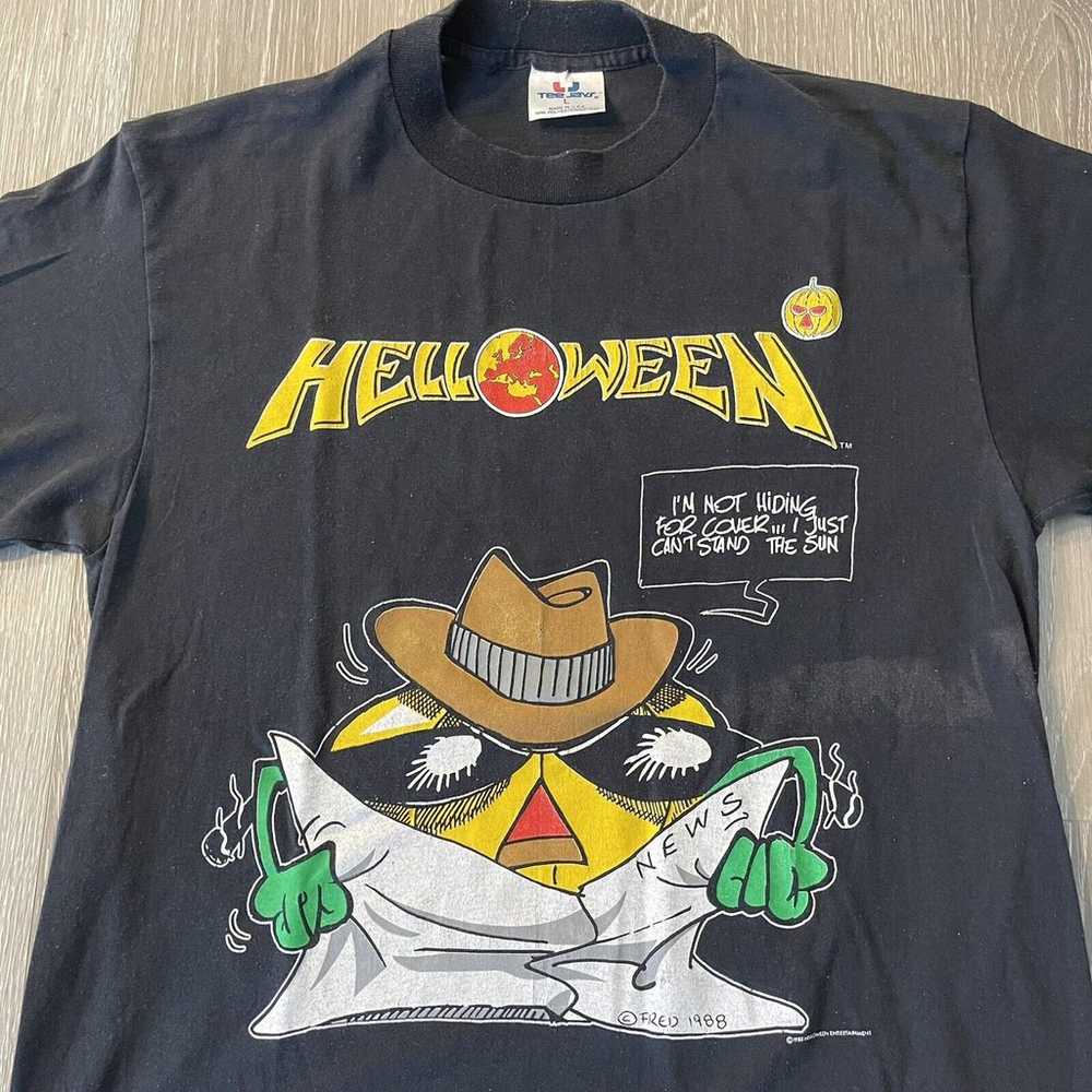 Vtg 80s 88/89 Helloween World Tour TShirt L Pumpk… - image 4