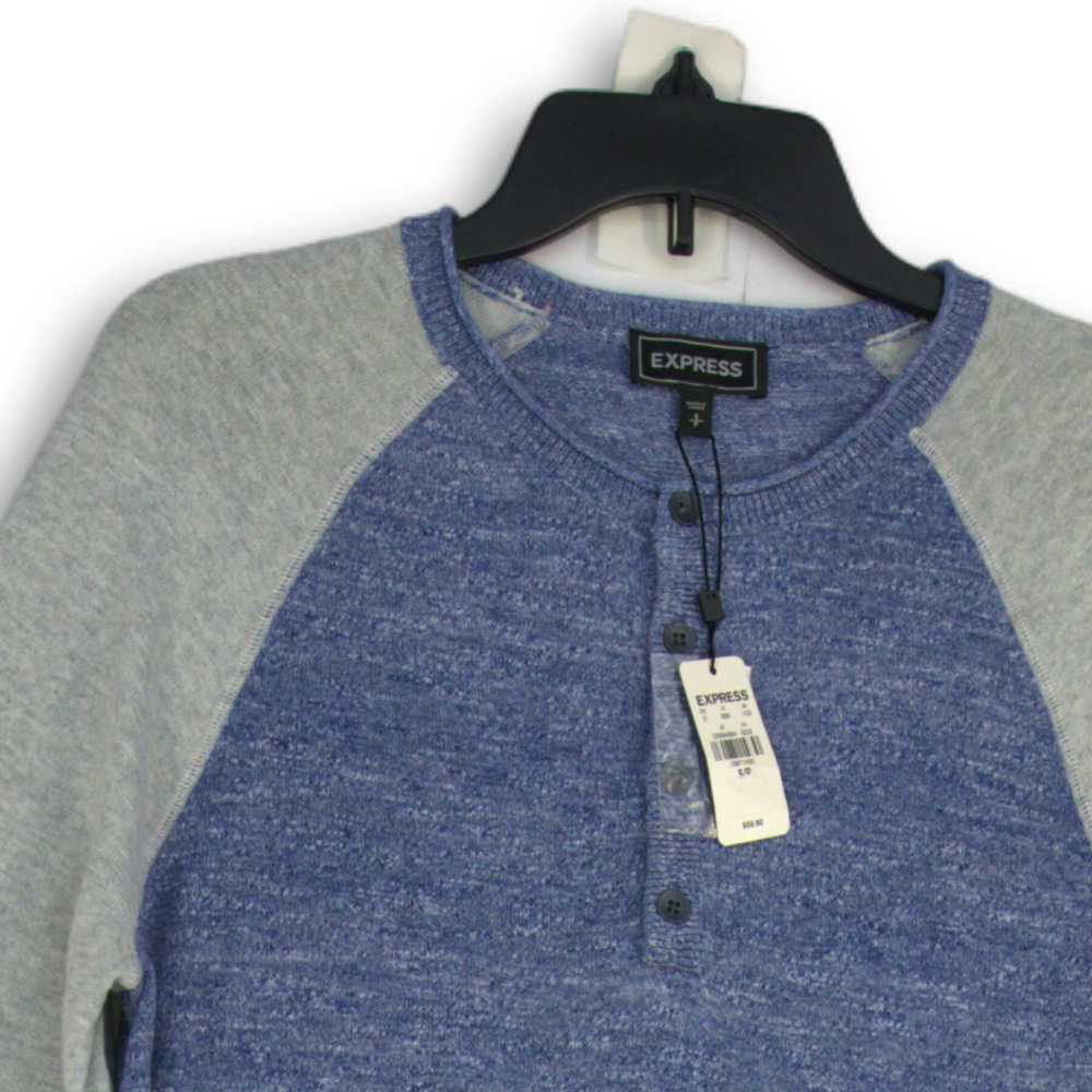 NWT Express Mens Blue Gray Knitted Long Sleeve He… - image 3