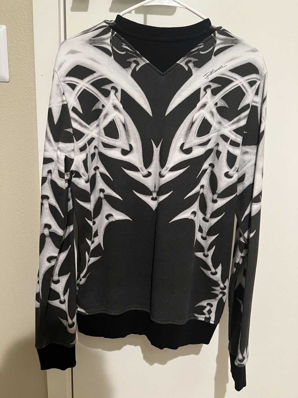 Just Cavalli Black White Graphic Cotton Crew Neck… - image 2