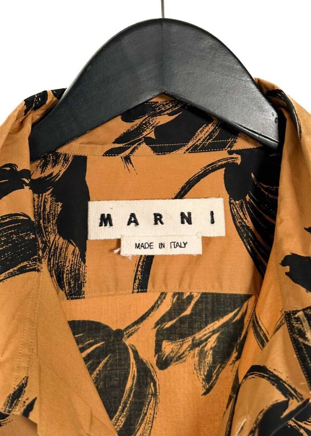 Marni Marni Orange Black Floral Print Buttoned Sh… - image 3
