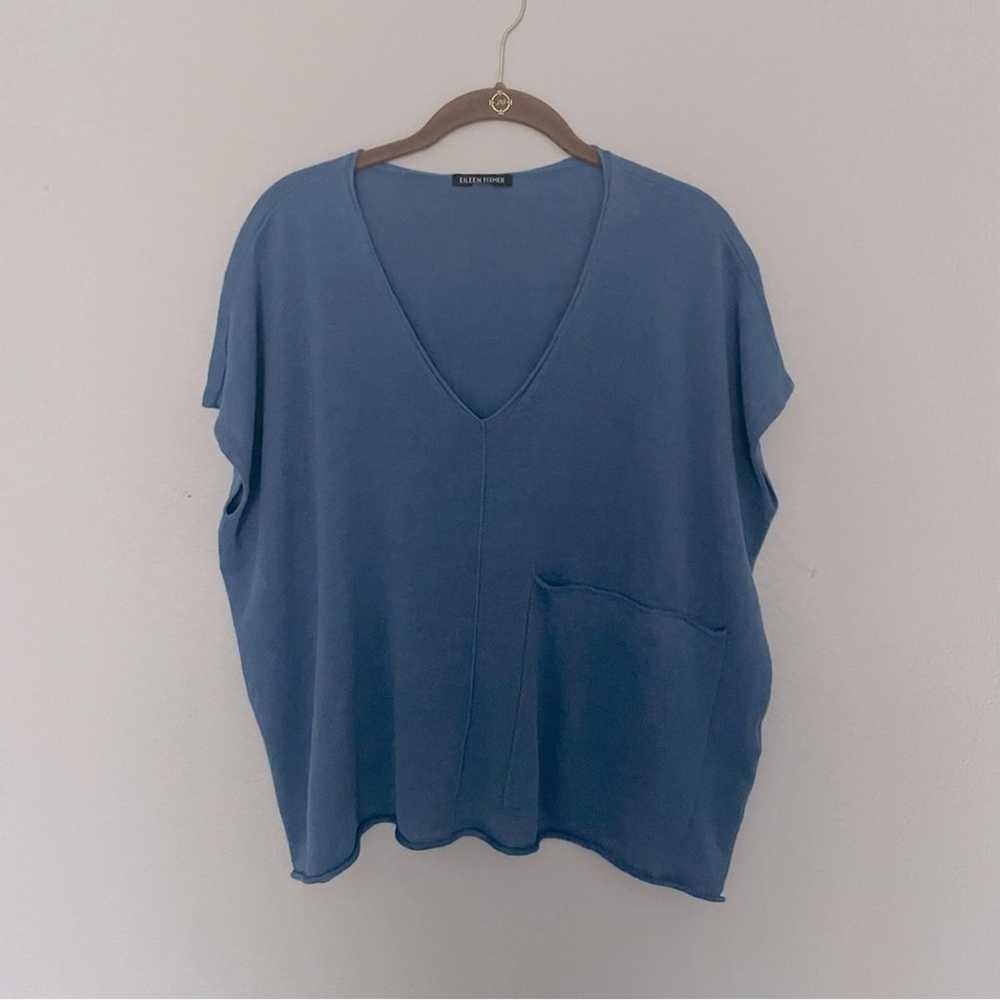 Eileen Fisher Cobalt Blue Sleeveless Knit Top Ove… - image 1