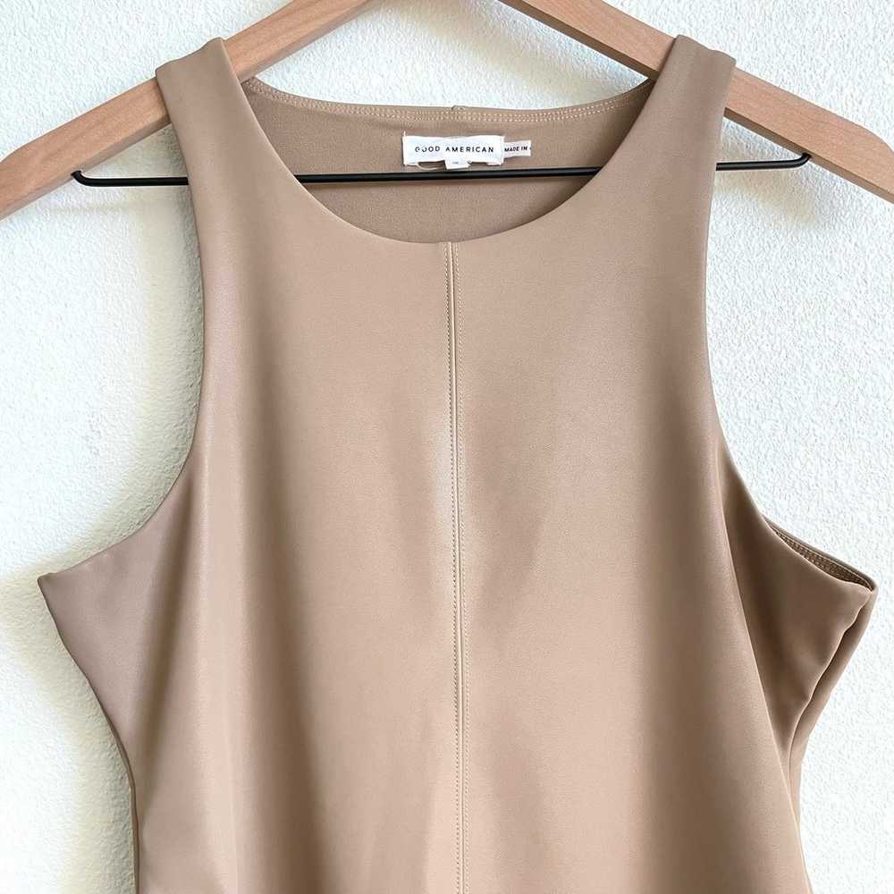 Good American Taupe Faux Leather Sleeveless Bodys… - image 3