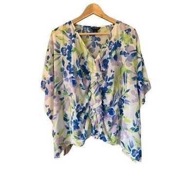 St. John Vintage Silk Blend Floral Poncho Blouse … - image 1